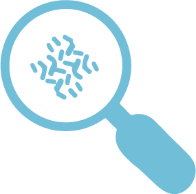 Ícone da lupa com microplásticos do descalcificador não salino Genesis System